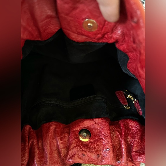 TANNER KROLLE Red Ostrich Shoulder Bag - Picture 8 of 14